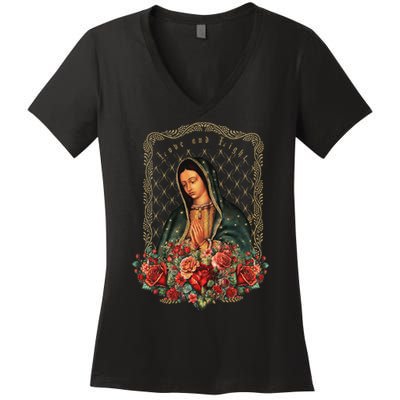 Our Lady Of Guadalupe Virgin Mary Catholic Saint Women's V-Neck T-Shirt