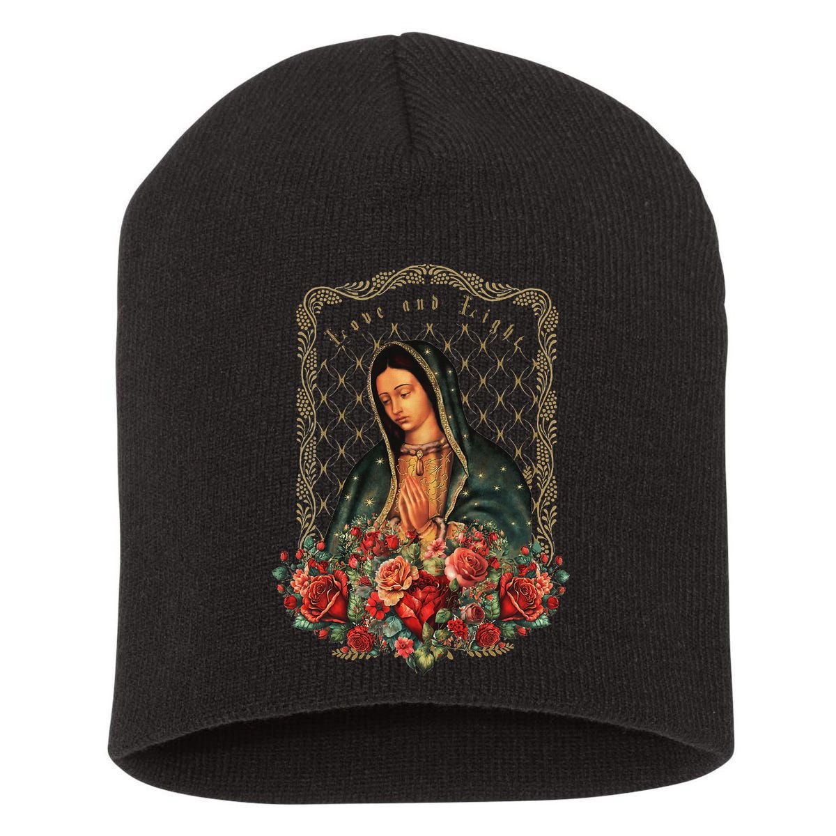 Our Lady Of Guadalupe Virgin Mary Catholic Saint Short Acrylic Beanie