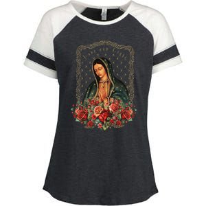 Our Lady Of Guadalupe Virgin Mary Catholic Saint Enza Ladies Jersey Colorblock Tee