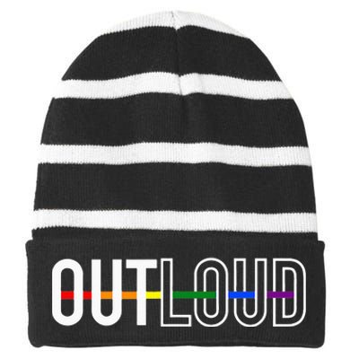 Out Loud Striped Beanie with Solid Band