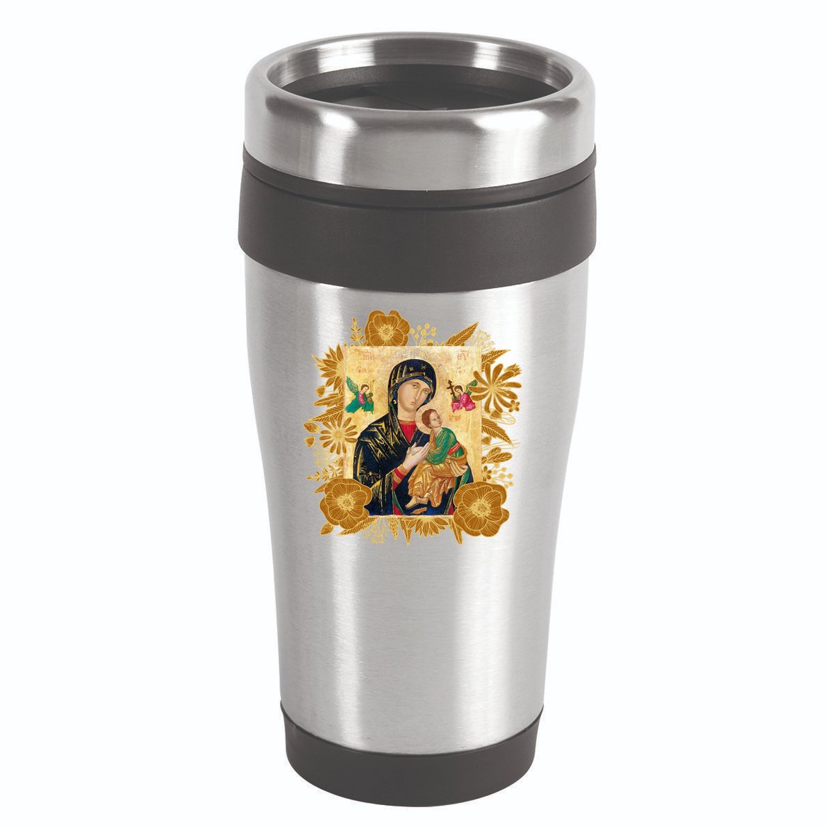 Our Lady Of Perpetual Help Blessed Mother Mary Catholic Icon Gift 16oz Travel Tumbler