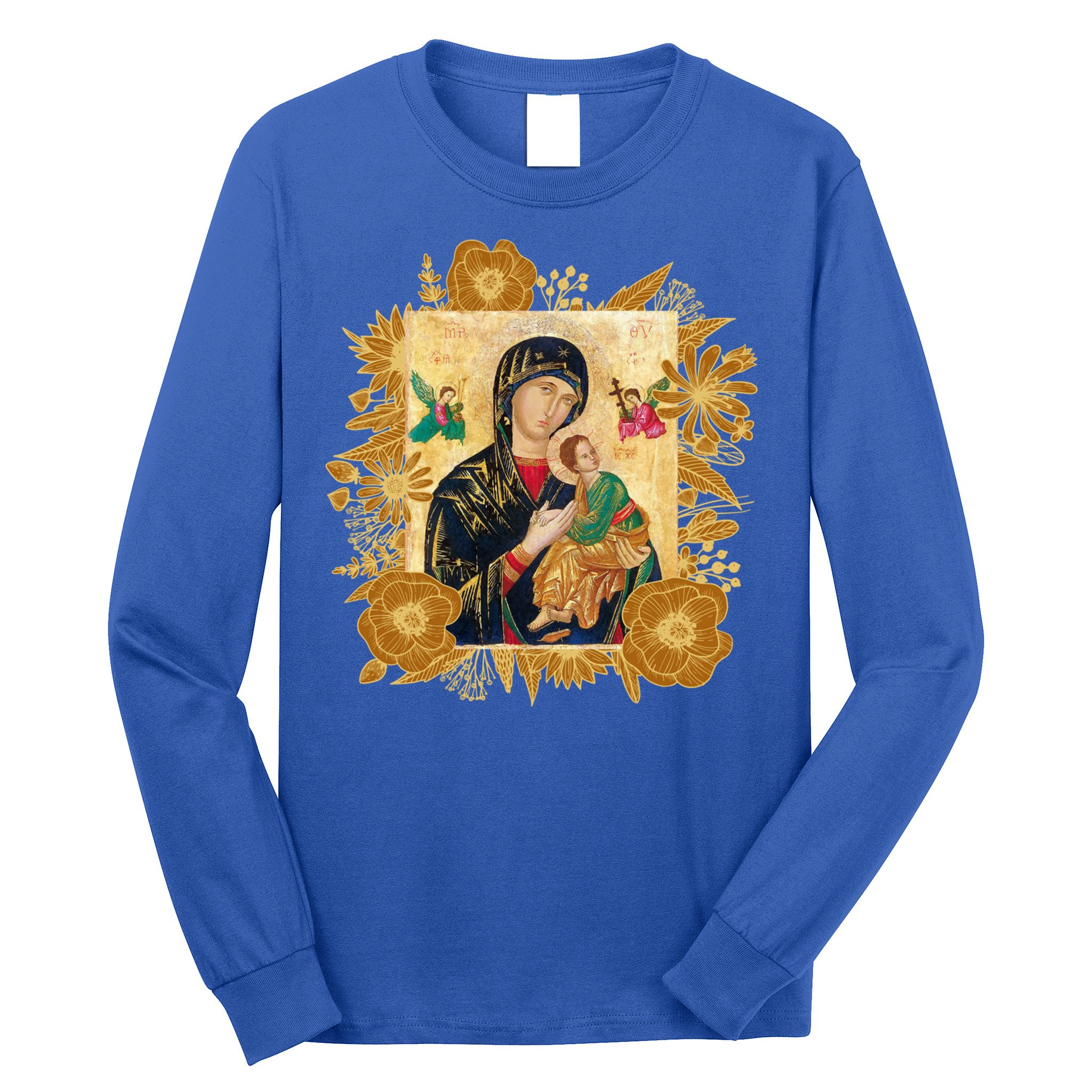 Our Lady Of Perpetual Help Blessed Mother Mary Catholic Icon Gift Long Sleeve Shirt
