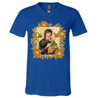 Our Lady Of Perpetual Help Blessed Mother Mary Catholic Icon Gift V-Neck T-Shirt