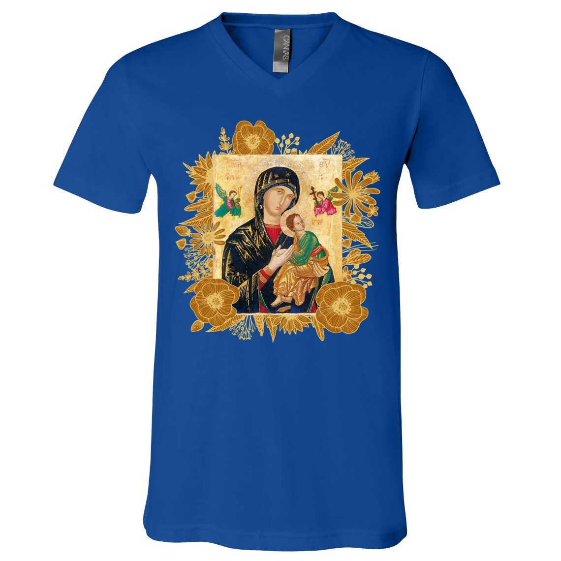 Our Lady Of Perpetual Help Blessed Mother Mary Catholic Icon Gift V-Neck T-Shirt