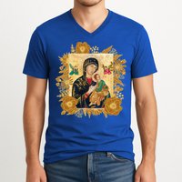 Our Lady Of Perpetual Help Blessed Mother Mary Catholic Icon Gift V-Neck T-Shirt