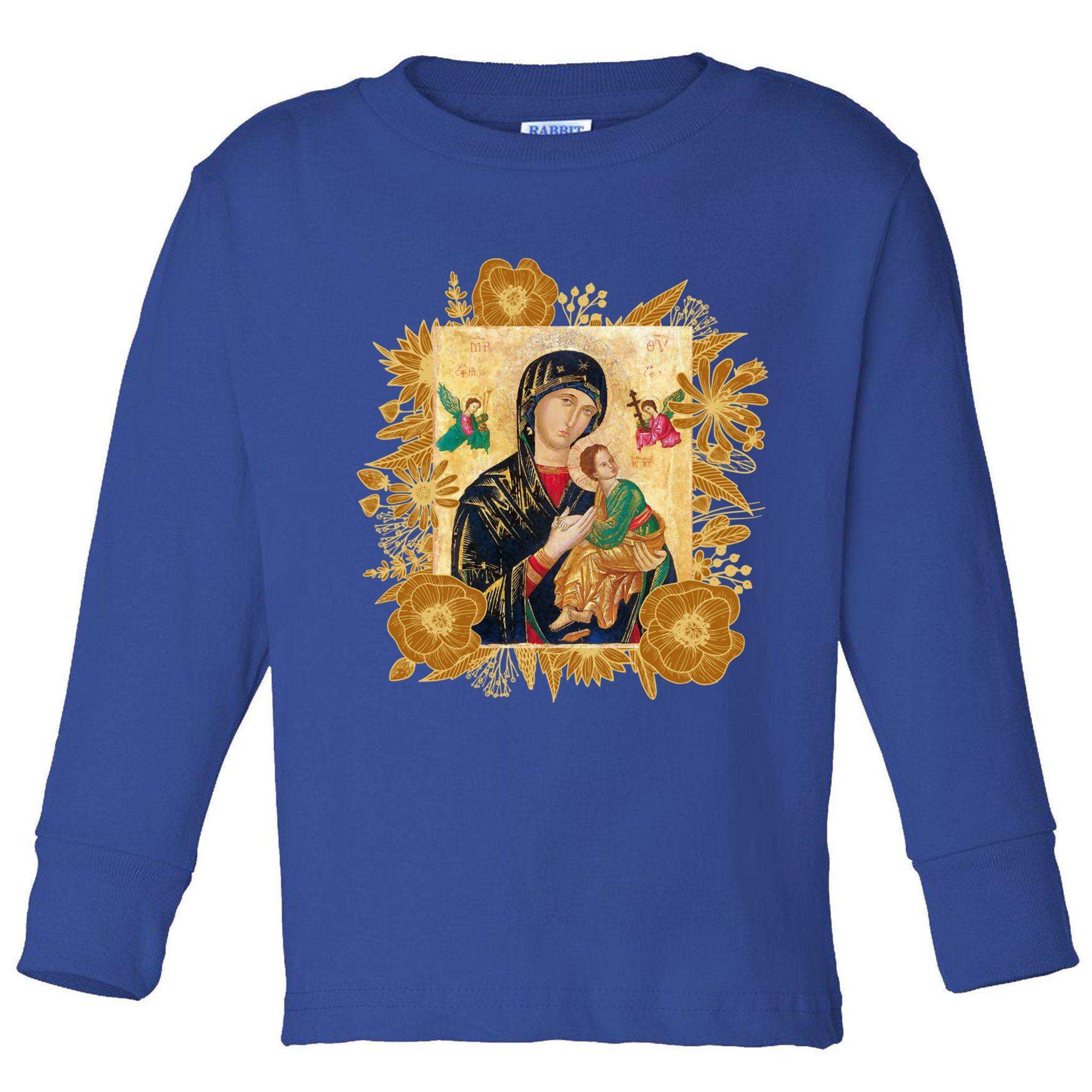 Our Lady Of Perpetual Help Blessed Mother Mary Catholic Icon Gift Toddler Long Sleeve Shirt
