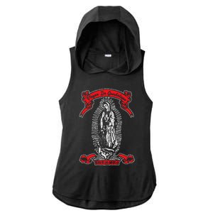 Our Lady Of Guadalupe Catholic Virgin Mary Mexican Mom Ladies PosiCharge Tri-Blend Wicking Draft Hoodie Tank