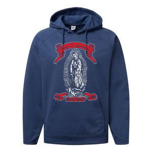 Our Lady Of Guadalupe Catholic Virgin Mary Mexican Mom Performance Fleece Hoodie