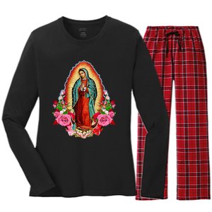 Our Lady Of Guadalupe Saint Virgin Mary Women's Long Sleeve Flannel Pajama Set 