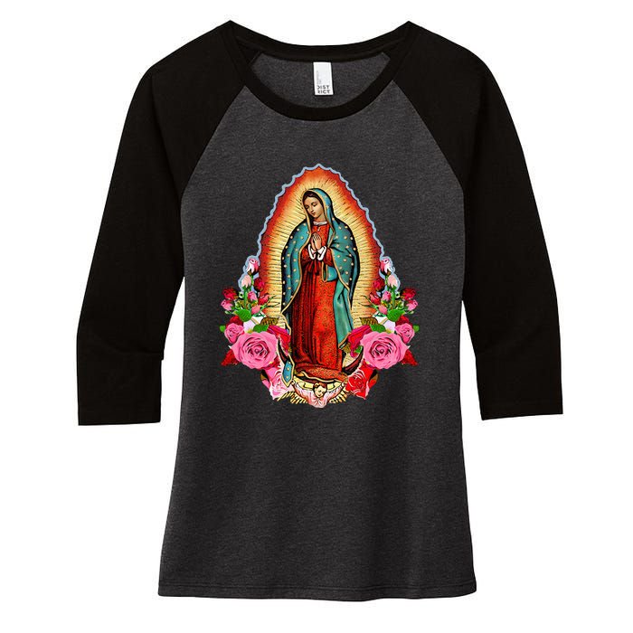 Our Lady Of Guadalupe Saint Virgin Mary Women's Tri-Blend 3/4-Sleeve Raglan Shirt