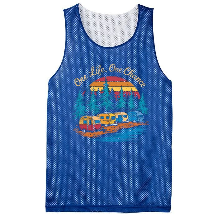 One Life One Chance Camping Trailer Outdoor Adventure Gift Mesh Reversible Basketball Jersey Tank