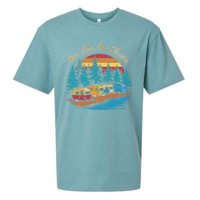 One Life One Chance Camping Trailer Outdoor Adventure Gift Sueded Cloud Jersey T-Shirt