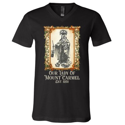 Our Lady Of Mount Carmel Marian Catholic V-Neck T-Shirt