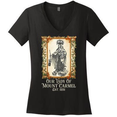 Our Lady Of Mount Carmel Marian Catholic Women's V-Neck T-Shirt
