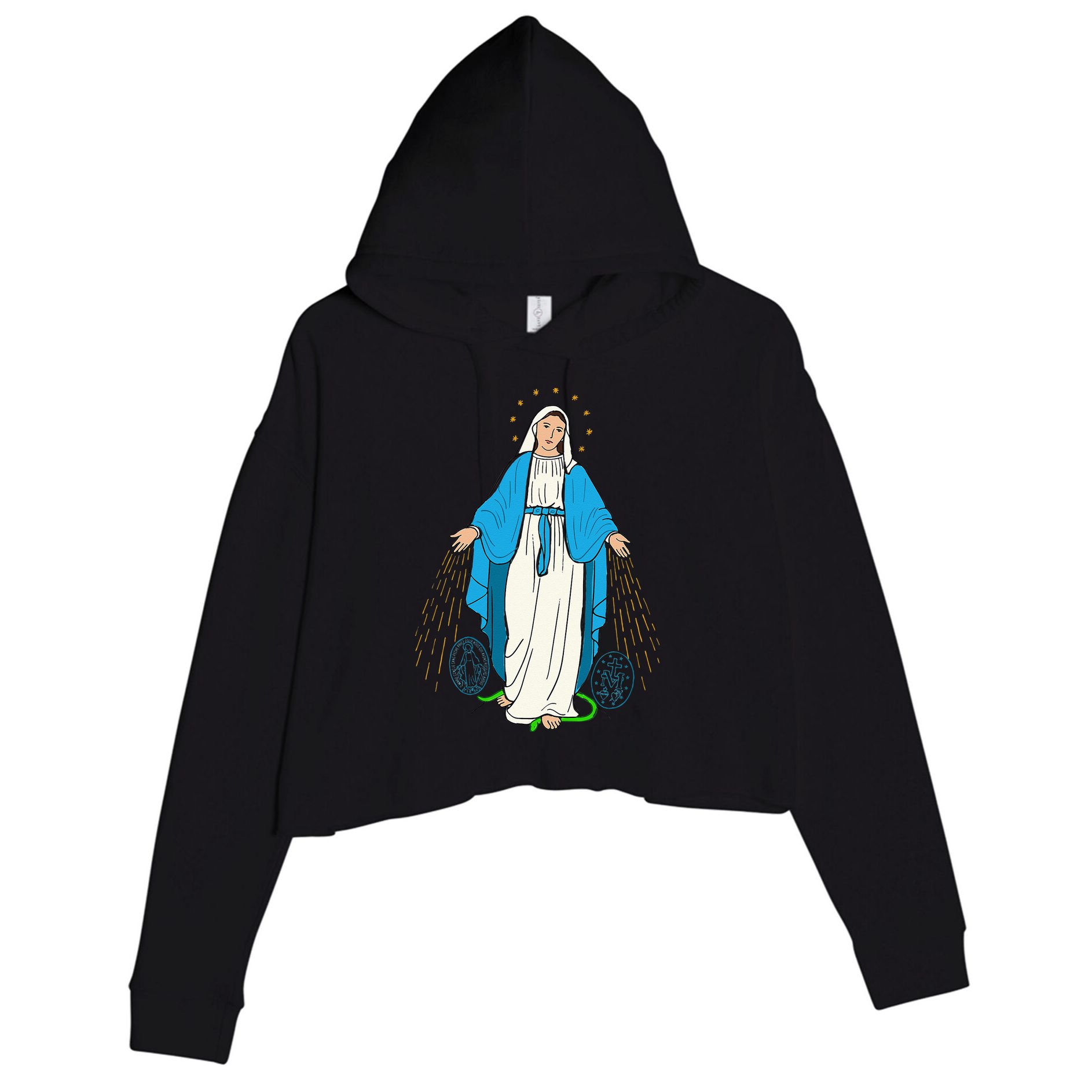 Our Lady Of Grace Virgen De La Medalla Milagrosa Crop Fleece Hoodie