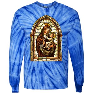 Our Lady Of Mount Carmel Stained Glass Gift Tie-Dye Long Sleeve Shirt