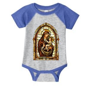 Our Lady Of Mount Carmel Stained Glass Gift Infant Baby Jersey Bodysuit