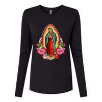 Our Lady Of Guadalupe Saint Virgin Mary Womens Cotton Relaxed Long Sleeve T-Shirt