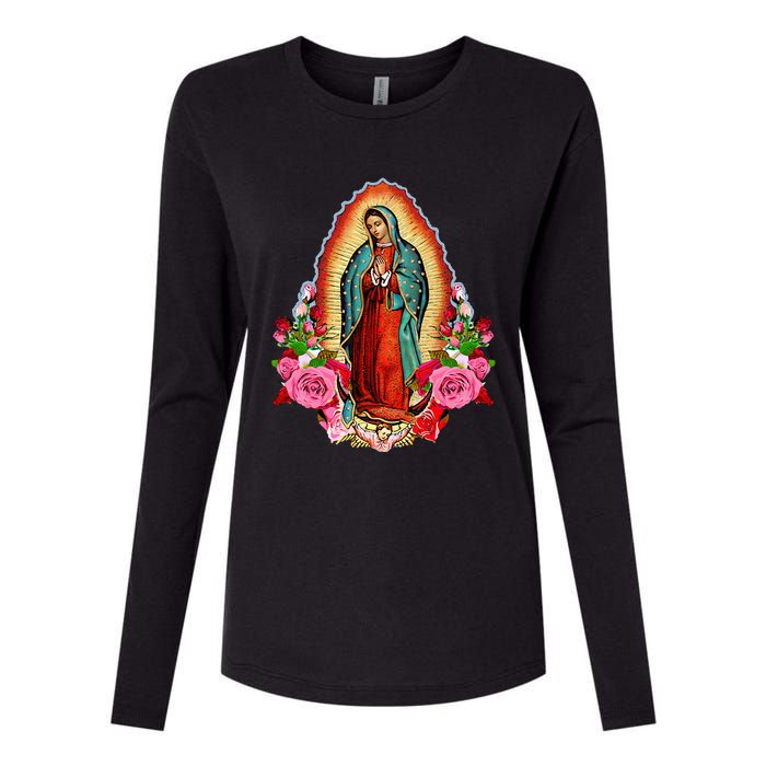 Our Lady Of Guadalupe Saint Virgin Mary Womens Cotton Relaxed Long Sleeve T-Shirt