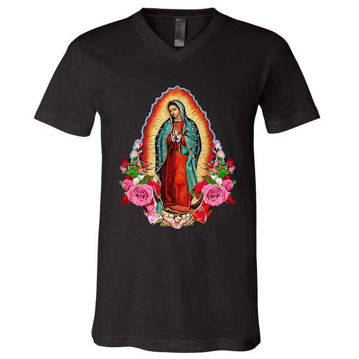 Our Lady Of Guadalupe Saint Virgin Mary V-Neck T-Shirt