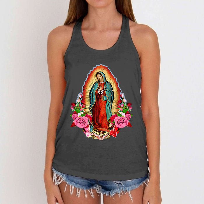 Our Lady Of Guadalupe Saint Virgin Mary Women's Knotted Racerback Tank