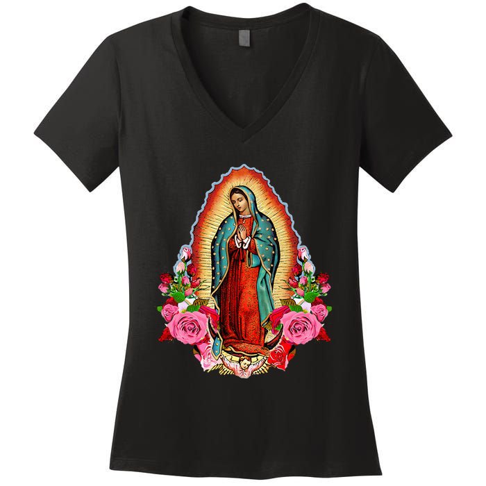 Our Lady Of Guadalupe Saint Virgin Mary Women's V-Neck T-Shirt