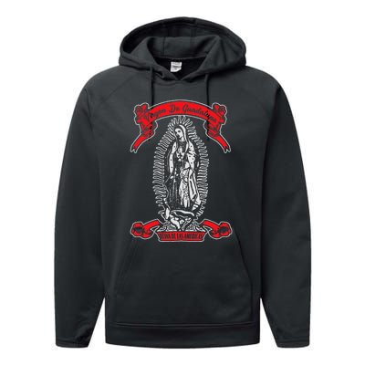 Our Lady of Guadalupe Catholic Virgin Mary Mexican Mom Performance Fleece Hoodie