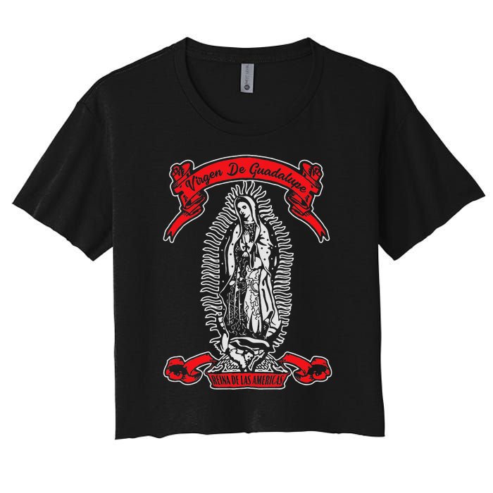 Our Lady of Guadalupe Catholic Virgin Mary Mexican Mom Women's Crop Top Tee