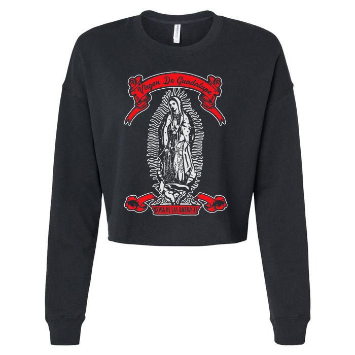 Our Lady of Guadalupe Catholic Virgin Mary Mexican Mom Cropped Pullover Crew