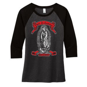 Our Lady of Guadalupe Catholic Virgin Mary Mexican Mom Women's Tri-Blend 3/4-Sleeve Raglan Shirt