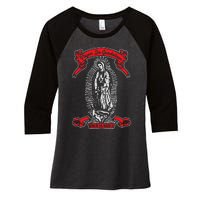 Our Lady of Guadalupe Catholic Virgin Mary Mexican Mom Women's Tri-Blend 3/4-Sleeve Raglan Shirt