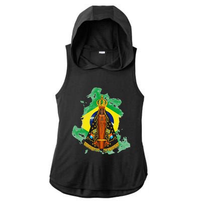 Our Lady of Aparecida Patron Saint of Brazil Ladies PosiCharge Tri-Blend Wicking Draft Hoodie Tank