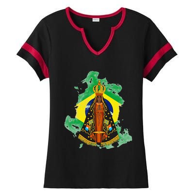 Our Lady of Aparecida Patron Saint of Brazil Ladies Halftime Notch Neck Tee