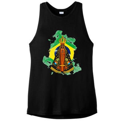 Our Lady of Aparecida Patron Saint of Brazil Ladies PosiCharge Tri-Blend Wicking Tank