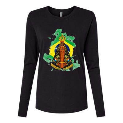 Our Lady of Aparecida Patron Saint of Brazil Womens Cotton Relaxed Long Sleeve T-Shirt