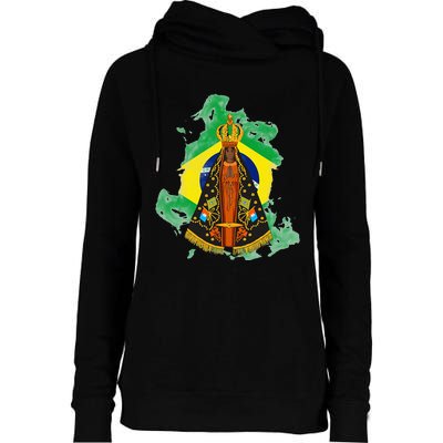 Our Lady of Aparecida Patron Saint of Brazil Womens Funnel Neck Pullover Hood