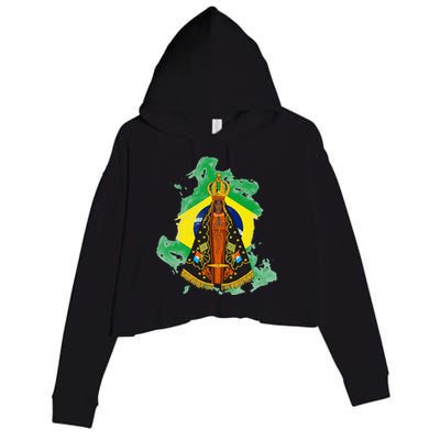 Our Lady of Aparecida Patron Saint of Brazil Crop Fleece Hoodie