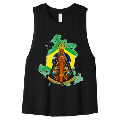 Our Lady of Aparecida Patron Saint of Brazil Women's Racerback Cropped Tank