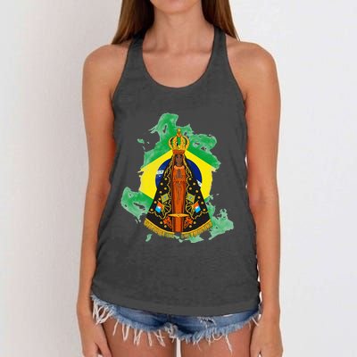 Our Lady of Aparecida Patron Saint of Brazil Women's Knotted Racerback Tank