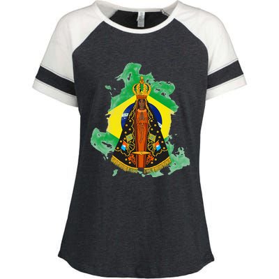 Our Lady of Aparecida Patron Saint of Brazil Enza Ladies Jersey Colorblock Tee