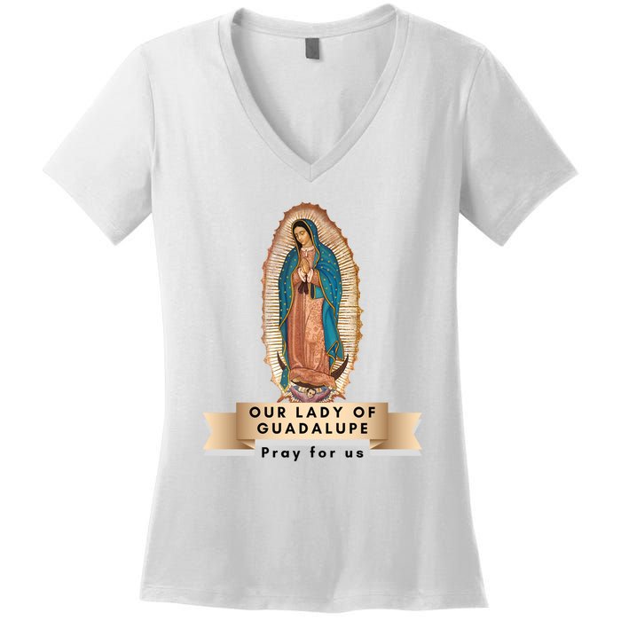 Our Lady Of Guadalupe Mary Catholic Religious Gift Women's V-Neck T-Shirt