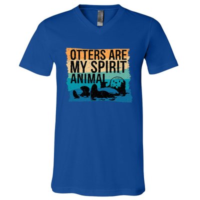 O.tter Lover O.tter Spirit Animal Funny Otter Otter  V-Neck T-Shirt