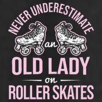 Old Lady On Roller Derby Roller Skating Roller Skate 7 Panel Mesh Trucker Snapback Hat