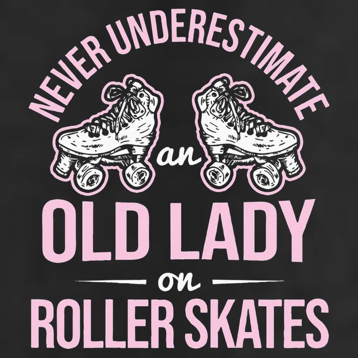 Old Lady On Roller Derby Roller Skating Roller Skate 7 Panel Mesh Trucker Snapback Hat