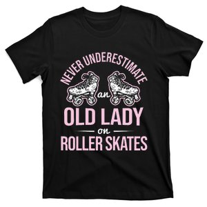 Old Lady On Roller Derby Roller Skating Roller Skate T-Shirt