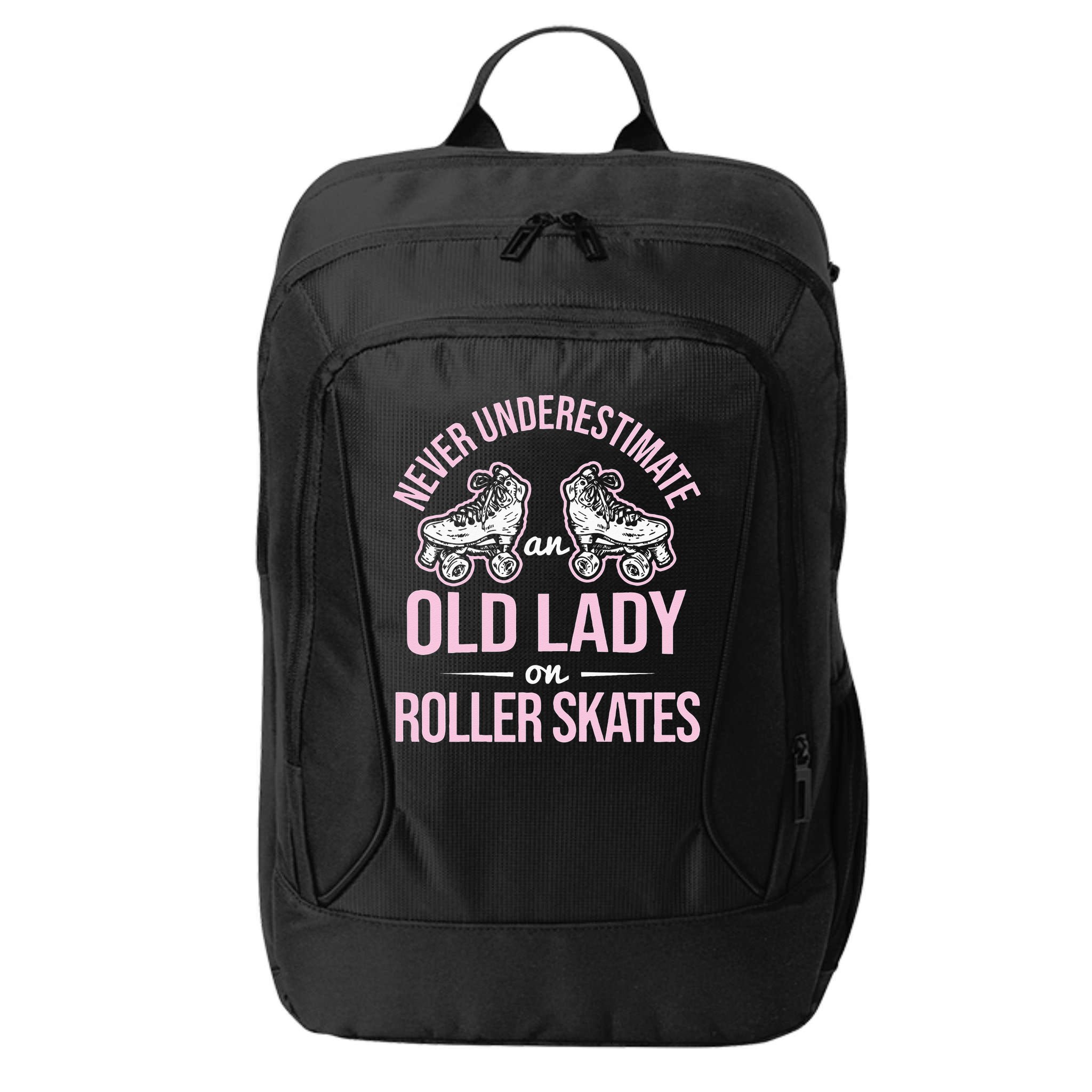 Old Lady On Roller Derby Roller Skating Roller Skate City Backpack