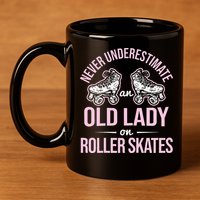 Old Lady On Roller Derby Roller Skating Roller Skate 11oz C Handle Ceramic Mug