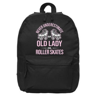 Old Lady On Roller Derby Roller Skating Roller Skate 16 in Basic Backpack