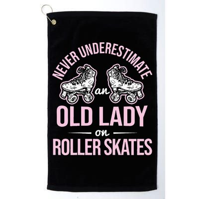 Old Lady On Roller Derby Roller Skating Roller Skate Golf Towel