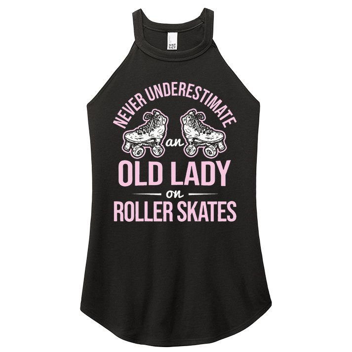 Old Lady On Roller Derby Roller Skating Roller Skate Women's Perfect Tri Rocker Tank